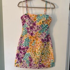 Avec Les Filles Colorful Floral Mini Dress